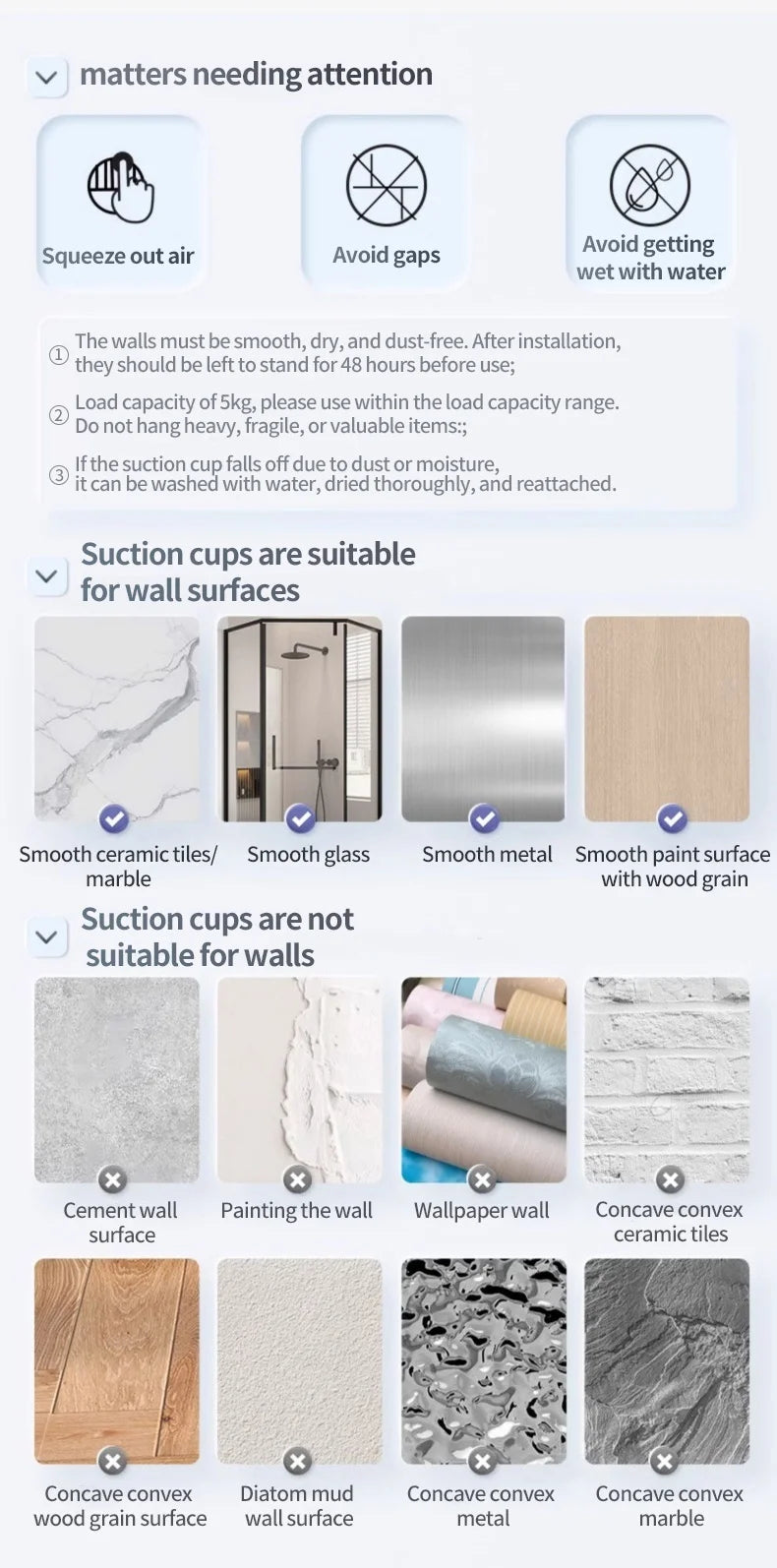 Suction-Cup Bathroom Shelf – Gray
