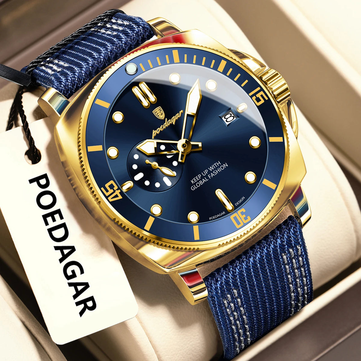 POEDAGAR 873-NL Men’s Quartz Watch with Nylon Strap