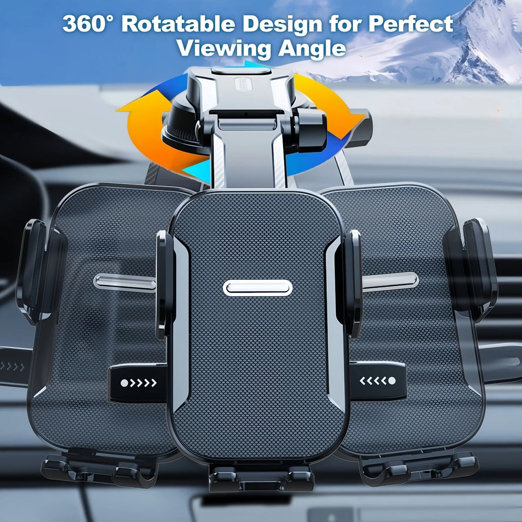 MIRACASE 360° Car Phone Holder – Dashboard Suction Cup Mount, Adjustable Angle, One-Hand Release, Universal for 4–7" Smartphones