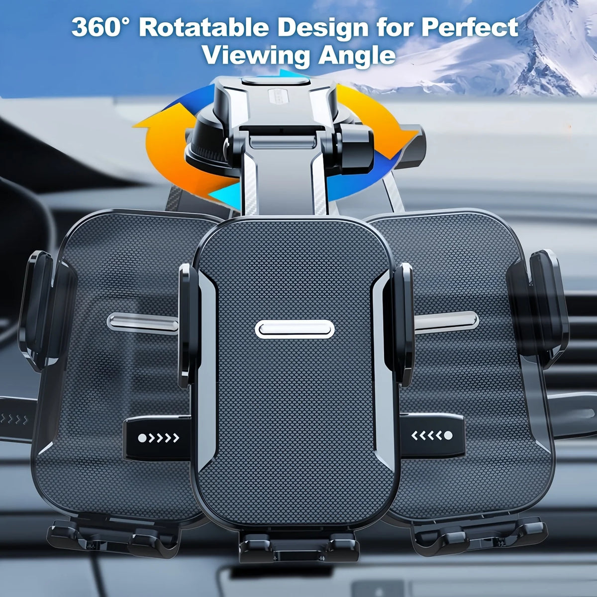 MIRACASE 360° Car Phone Holder – Dashboard Suction Cup Mount, Adjustable Angle, One-Hand Release, Universal for 4–7" Smartphones