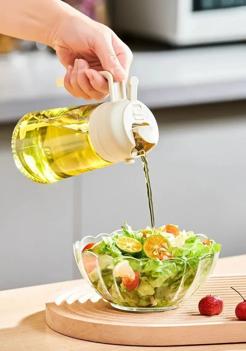 2-in-1 Cooking Oil Sprayer & Pourer – Bottle or Brush Options