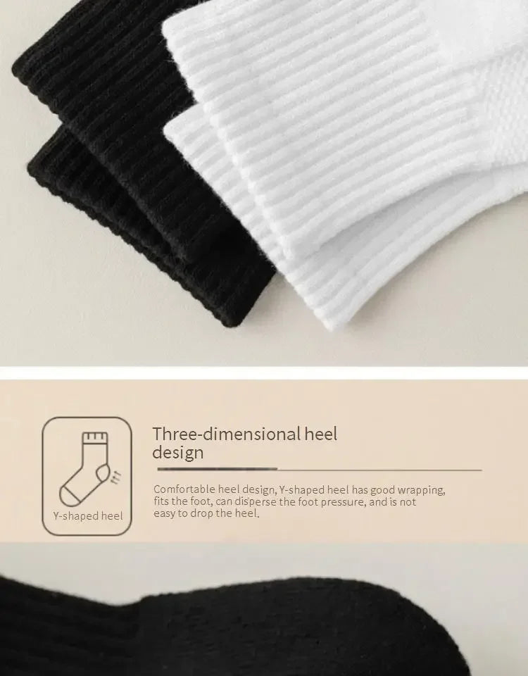 Men's Terry-Cushioned Sports Socks – 3 Heights, 1 or 4 Pairs