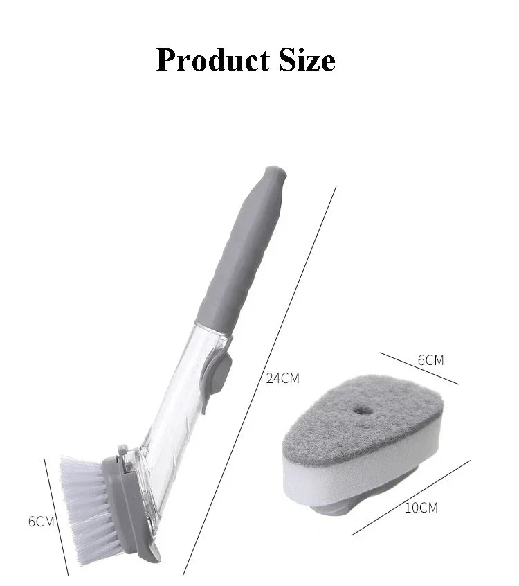 Soap-Dispensing Dish Brush with Scraper