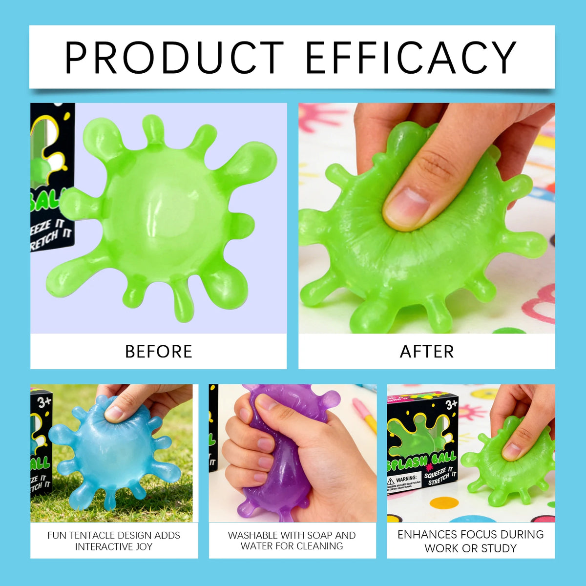 Splash-Shaped Slow Rebound Squeeze Ball – Stress Relief Decompression Fidget Toy, Blind Box Party Gift