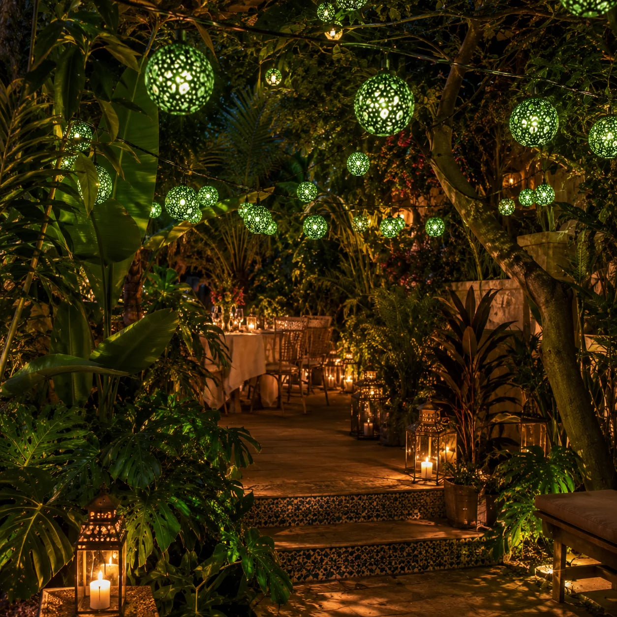 Solar String Lights Moroccan Globe Hollow Ball Fairy Lights Solar Powered 5M/6M 6 Colors for Garden Patio Party Xmas Decor