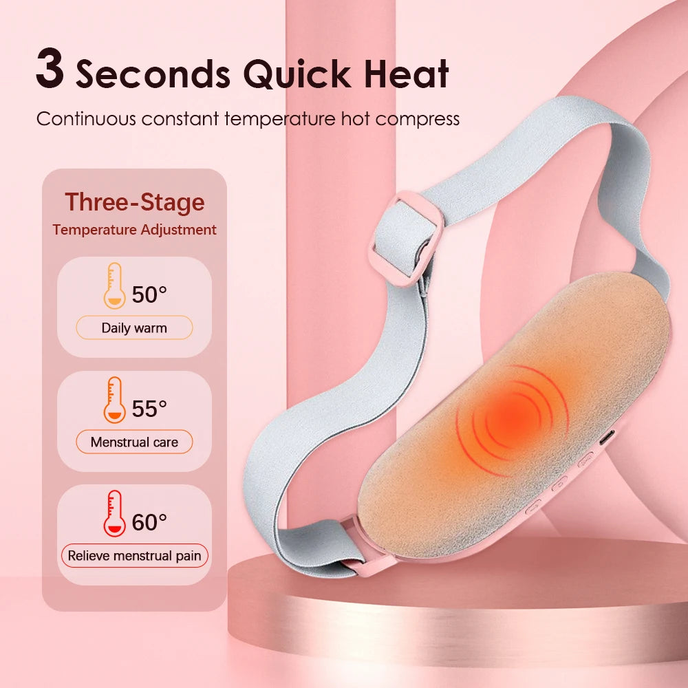 Electric Heating Massage Belt – Vibrating Period Cramp Relief & Waist Warmer, CE Certified, USB Rechargeable