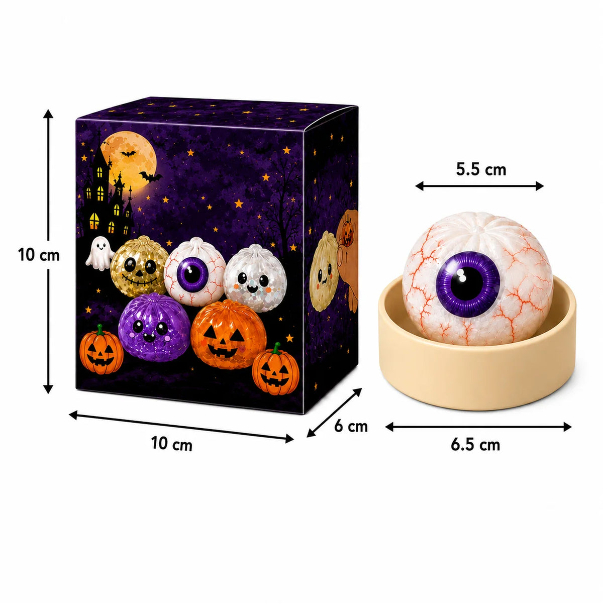 5.5cm/8.5cm Halloween ghost pinch music creative new squeeze decompression toy pinch decompression gift box set