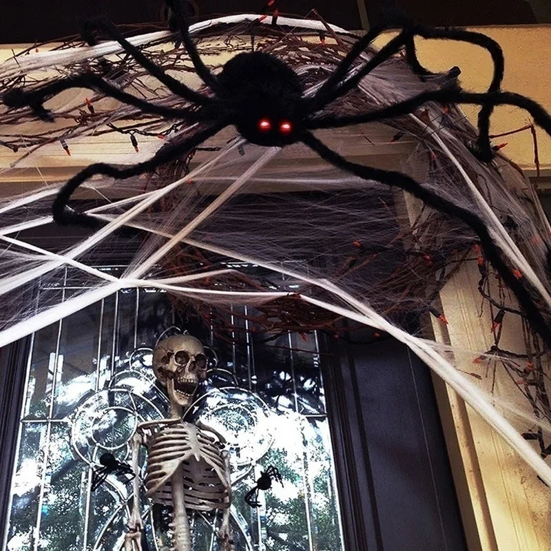 Black Plush Spider with Bendable Legs – Halloween Decoration