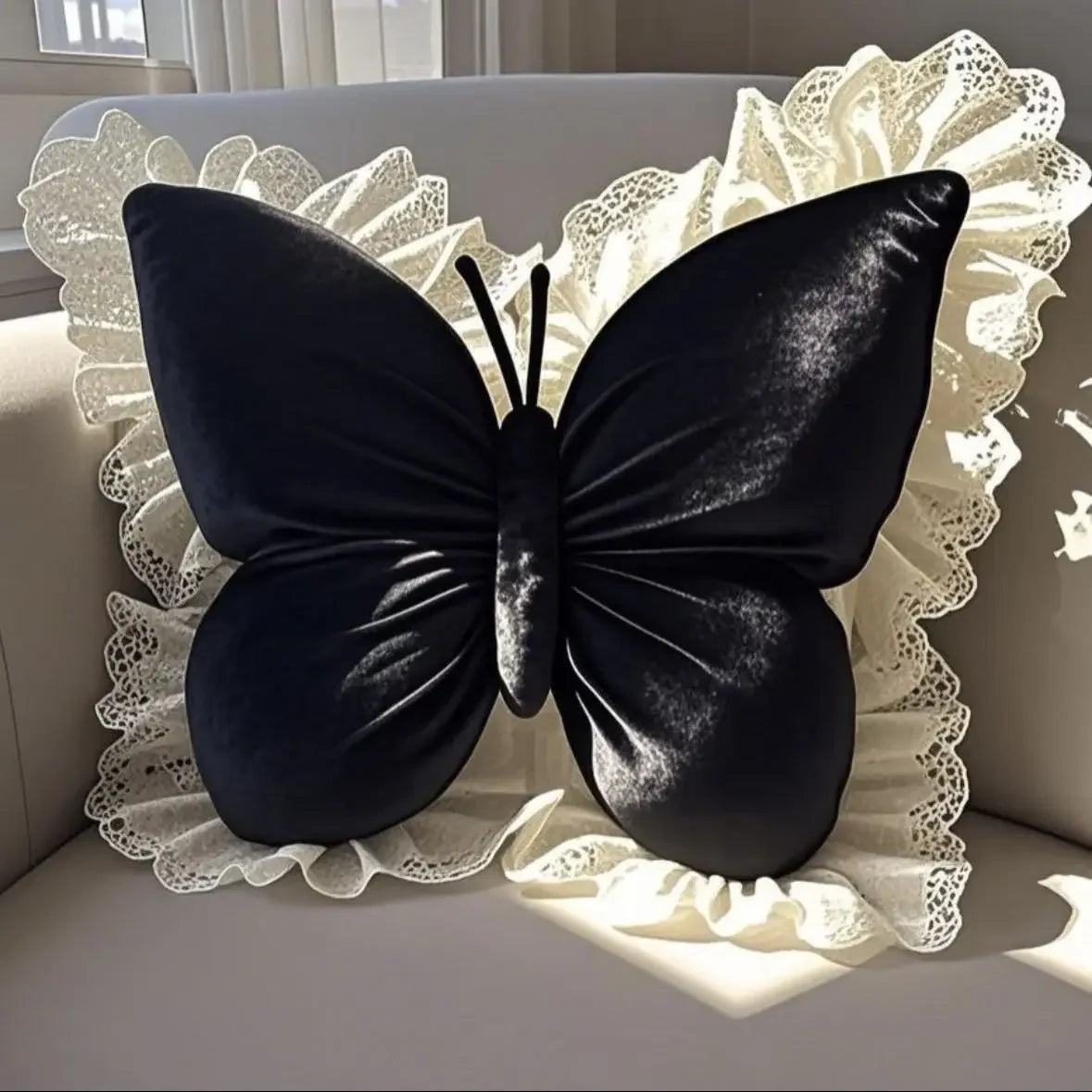 Butterfly Bow Princess Office Pillow Polyester Cotton Filled Cute Sofa Cushion for Bedroom Living Room Car Home Garden Decor