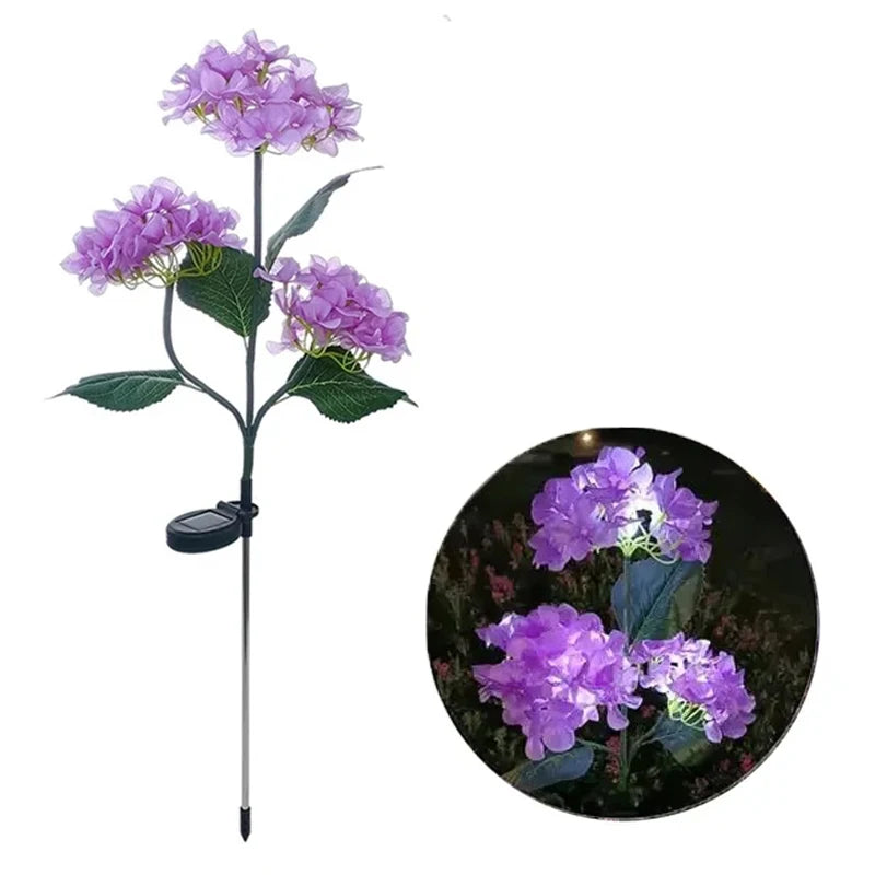 Solar Hydrangea Flower Lights – LED Simulation Lawn Lamp for Garden, Courtyard & Outdoor Décor