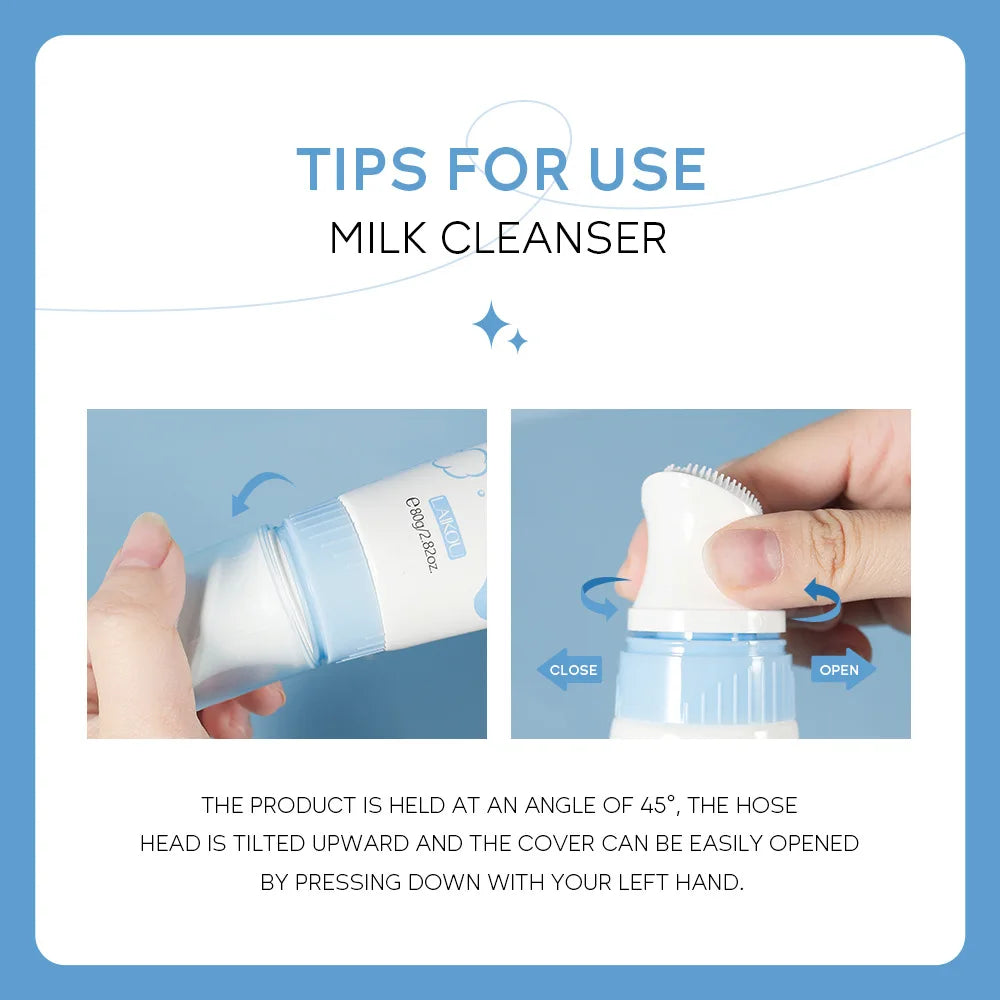 Korean Milk Facial Cleanser – Deep Moisture, Oil Control & Glowing Skin | Hyaluronic Acid, PH-Balanced for Dry/Oily Skin 80g