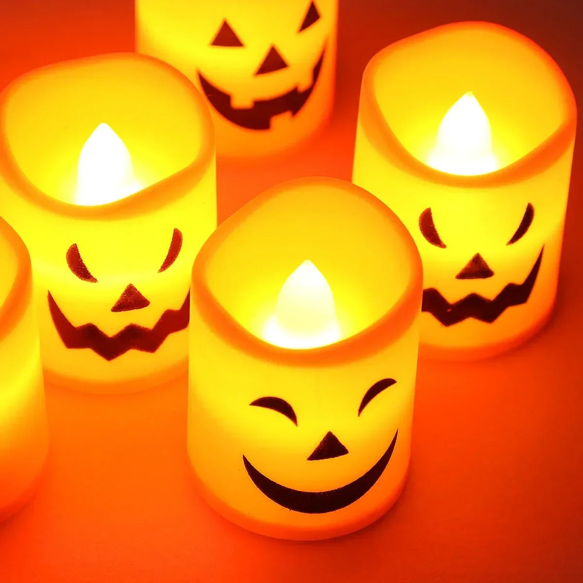Halloween Jack-o’-Lantern LED Candles – 6-Piece Set