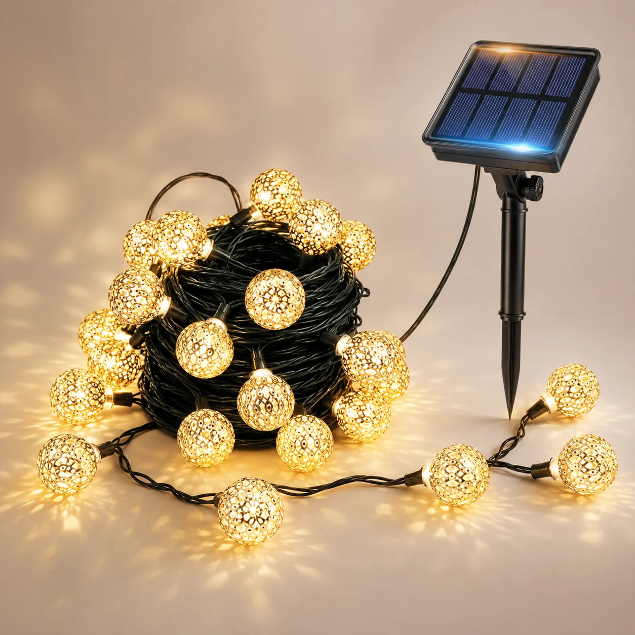 Solar String Lights Moroccan Globe Hollow Ball Fairy Lights Solar Powered 5M/6M 6 Colors for Garden Patio Party Xmas Decor