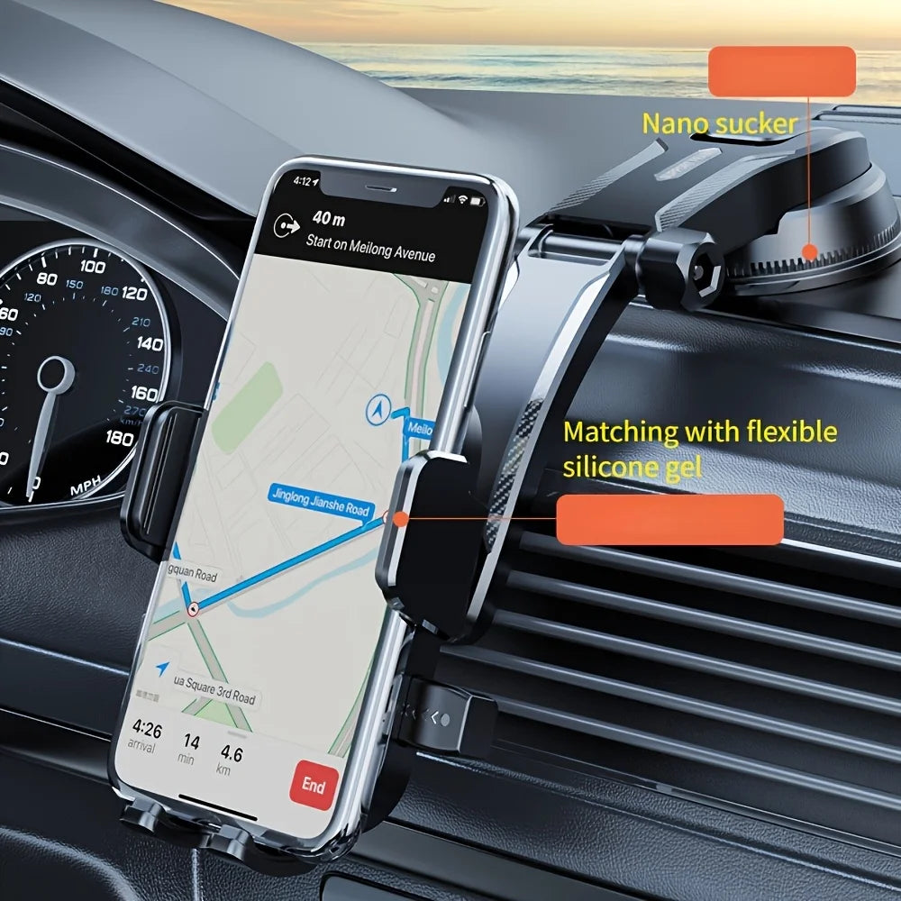 MIRACASE 360° Car Phone Holder – Dashboard Suction Cup Mount, Adjustable Angle, One-Hand Release, Universal for 4–7" Smartphones