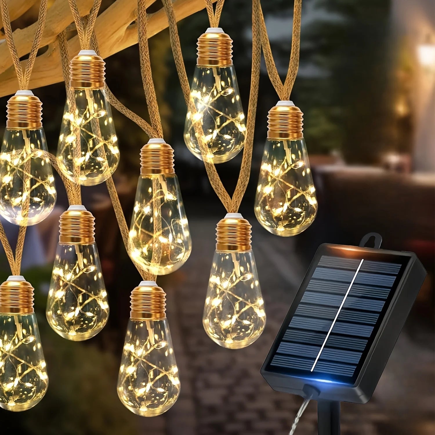 Solar Outdoor String Lights, Fairy String Lights 15/10 Bulbs, 8 Modes Courtyards Gardens, Parties, Camping Christmas Decorations