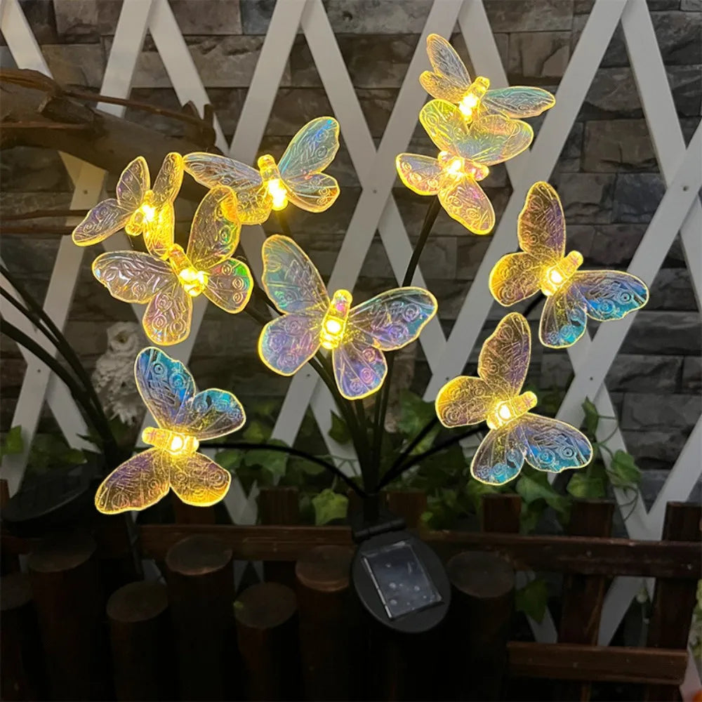SolarLED ClearButterfly Flower Lights Waterproof Outdoor Garden Lawn Decor For Yard Camping Weddings Parties Festival Atmosphere