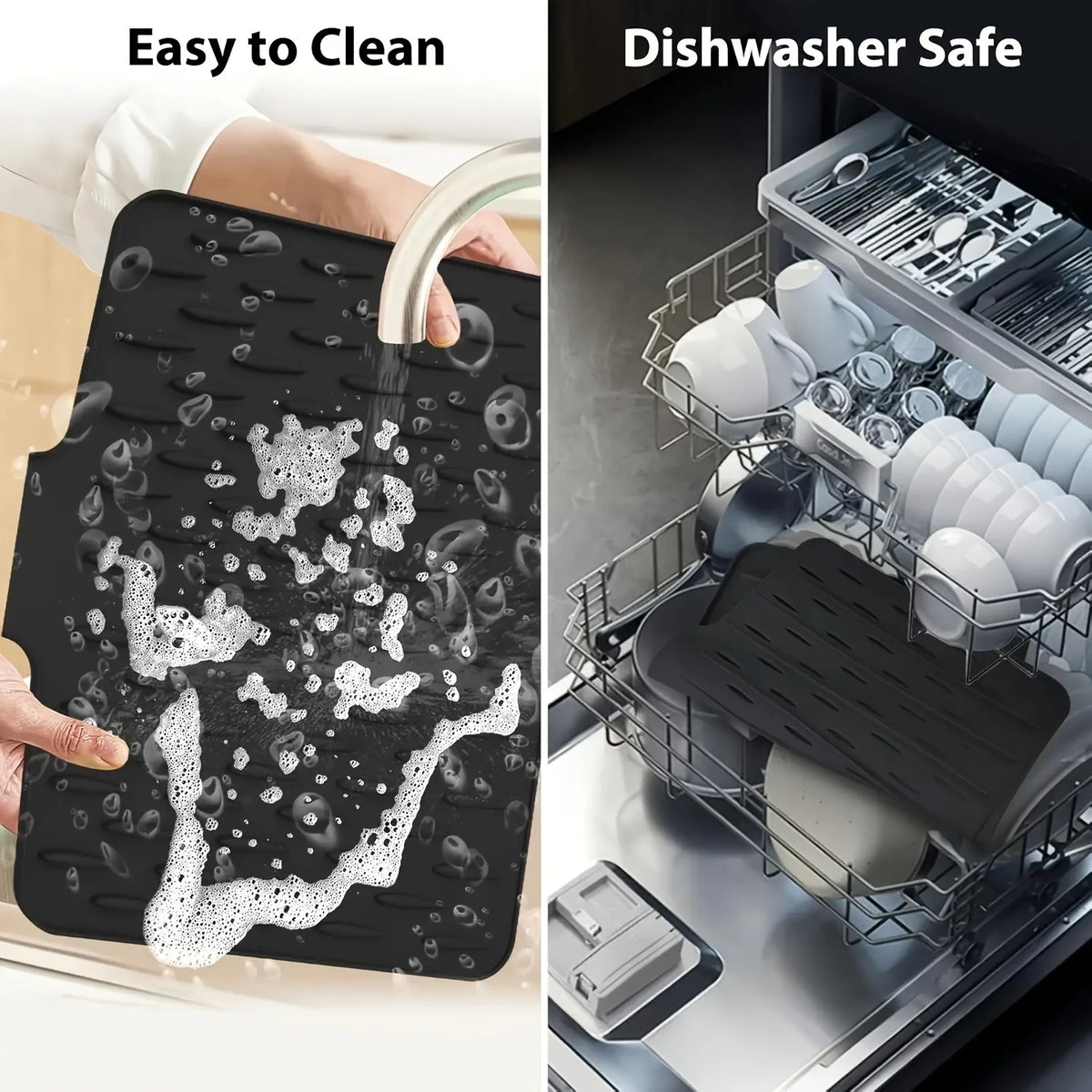 Kitchen Dish Drying Mat with Drainage Design