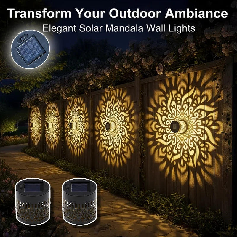 Solar Mandala Fence Wall Lights Garden Decoration  Party Courtyard Decoration Solar Garden Light Garden Patio Walkway Decor