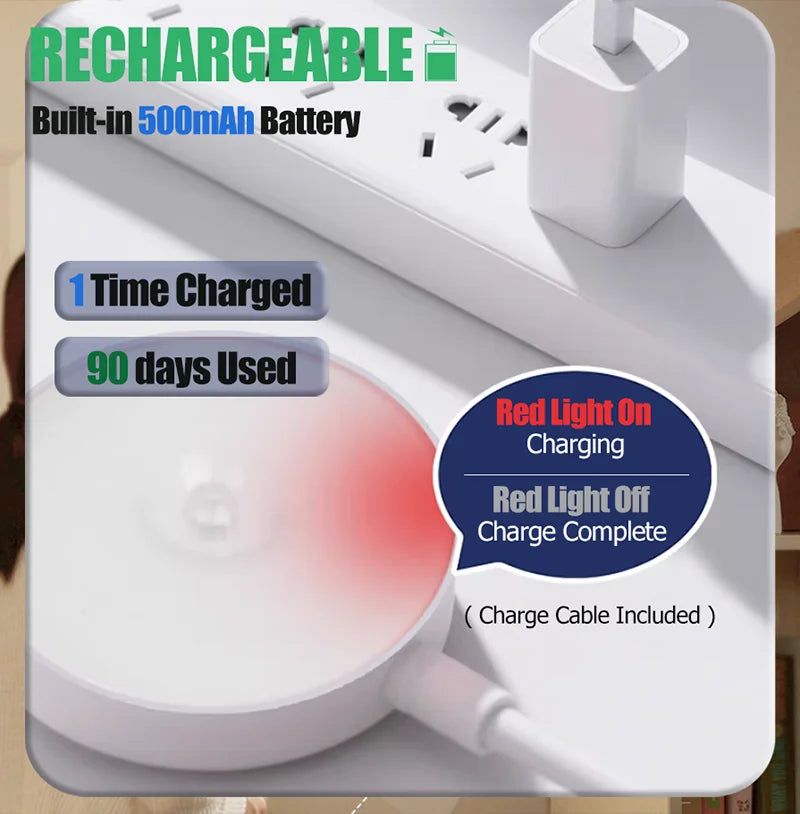 Rechargeable Round Motion-Sensor LED Night Light