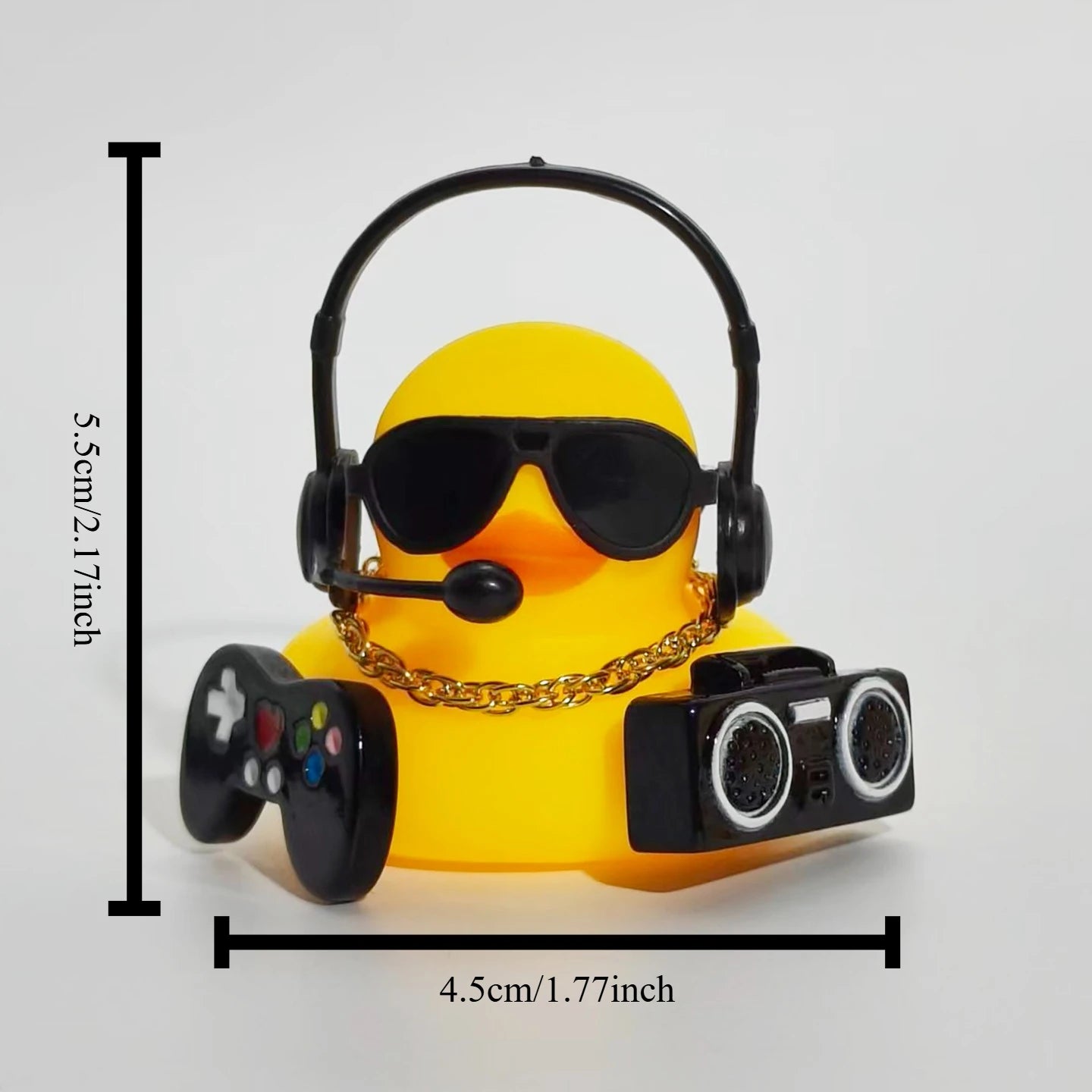 Cool Hip Hop Music Duck Car Decorations Rubber Ducks Cute Dashboard Rubber Ducks for Car Ornament with Headphone Game Player