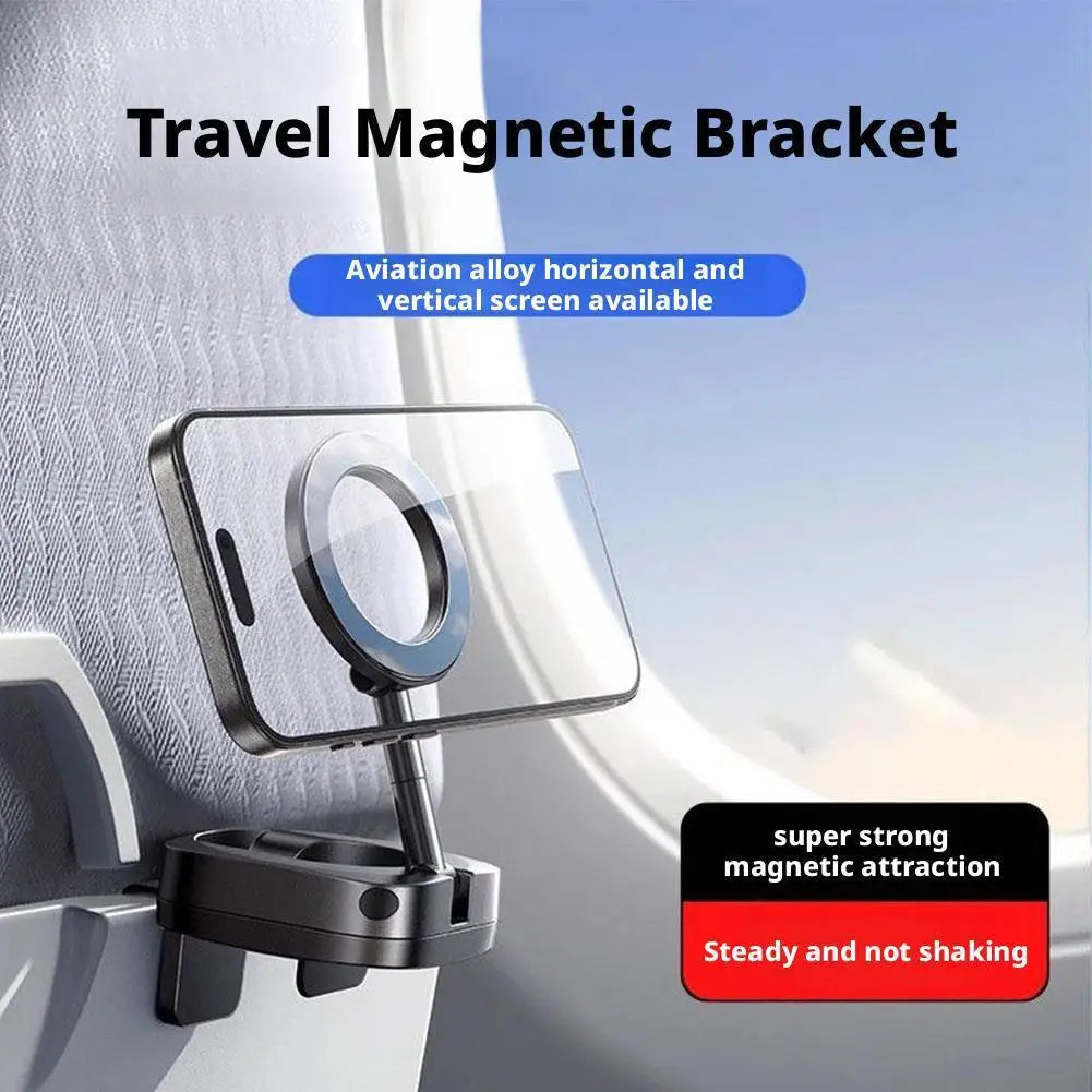 Magnetic Travel Phone Mount – Foldable Clip-On Holder with 360° Rotation