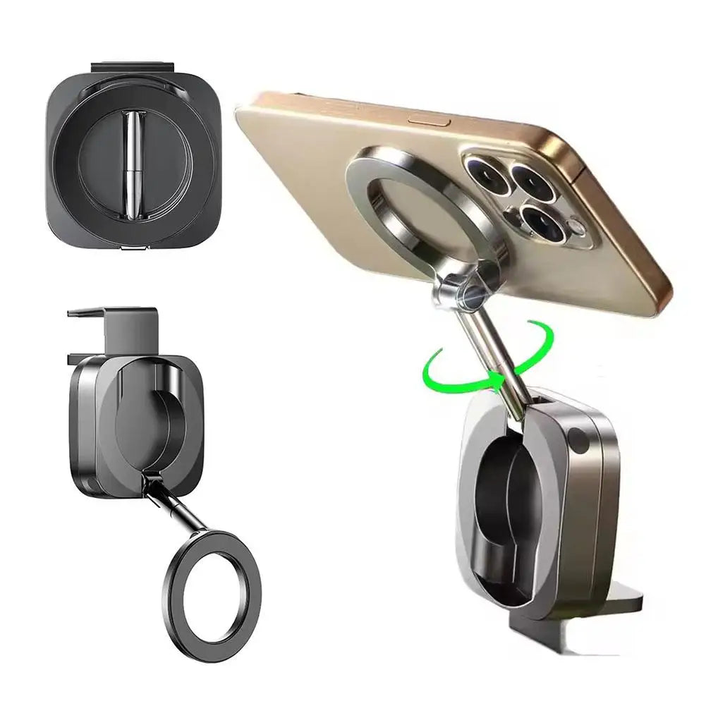 Magnetic Travel Phone Mount – Foldable Clip-On Holder with 360° Rotation