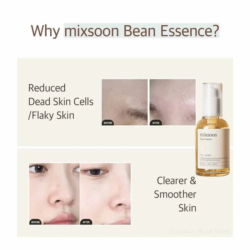 Korean Skincare Mixsoon Glow Bean Essence,Exfoliating Gentle Long-lasting Hydration Facial Moisturizing Serum Smooth Skin 50ml