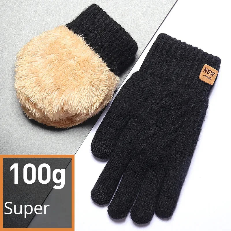 Unisex Lined Knit Winter Gloves
