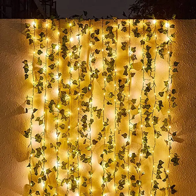 Solar Lichterkette Künstliche Blatt Blume Lichterkette Girlande Weihnachtsdekoration Outdoor Zimmer Vorhanglampe für Hochzeit Party Garten