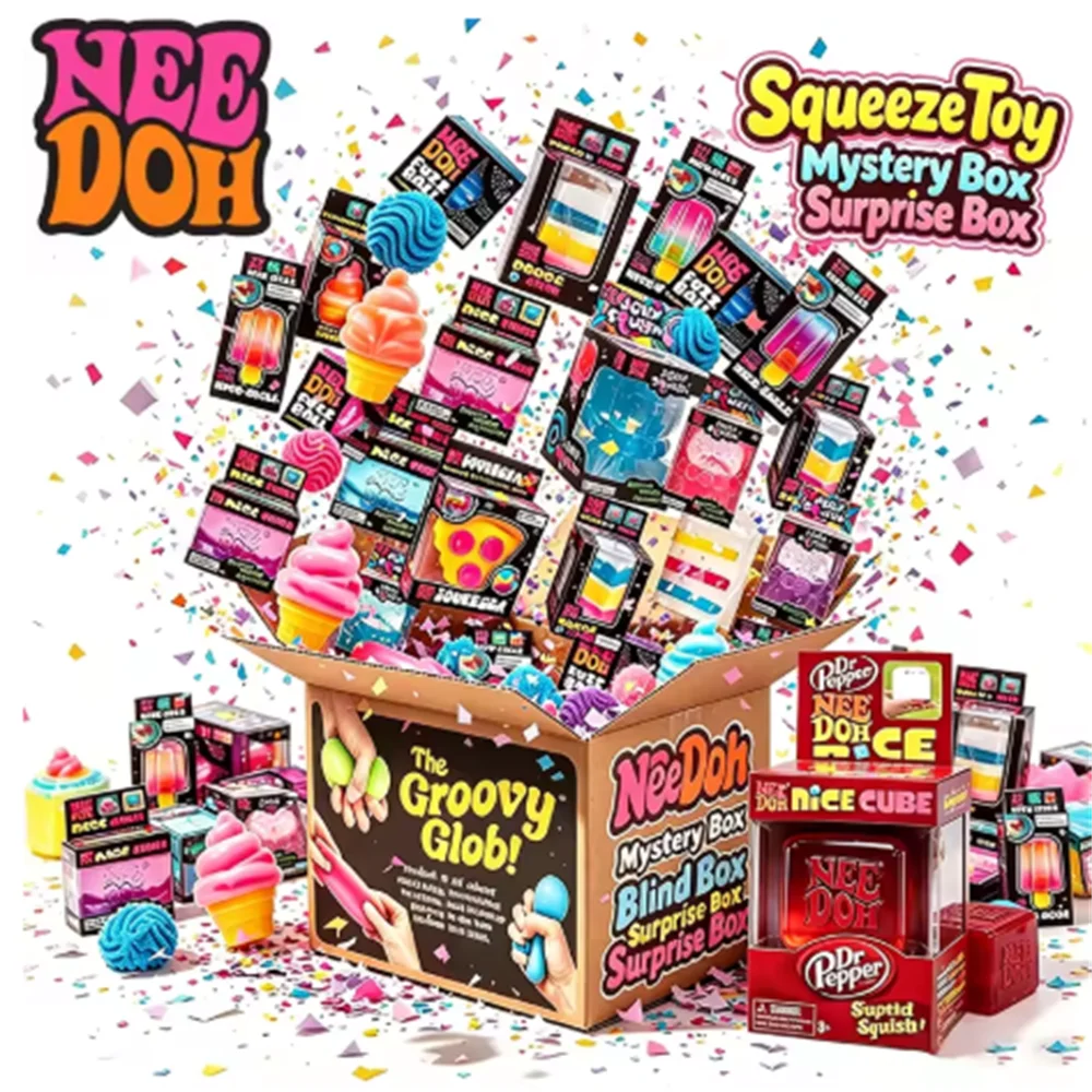 NeeDoh Mystery Squish Toy – Blind Box Jellyfish or Cube Stress Relief Squeeze