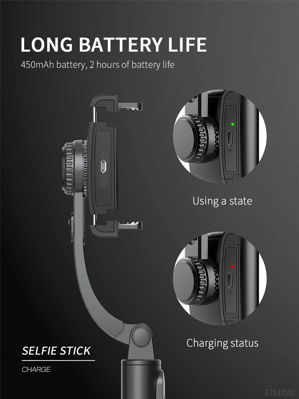 Q08 Smartphone Gimbal with Selfie Stick & Tripod