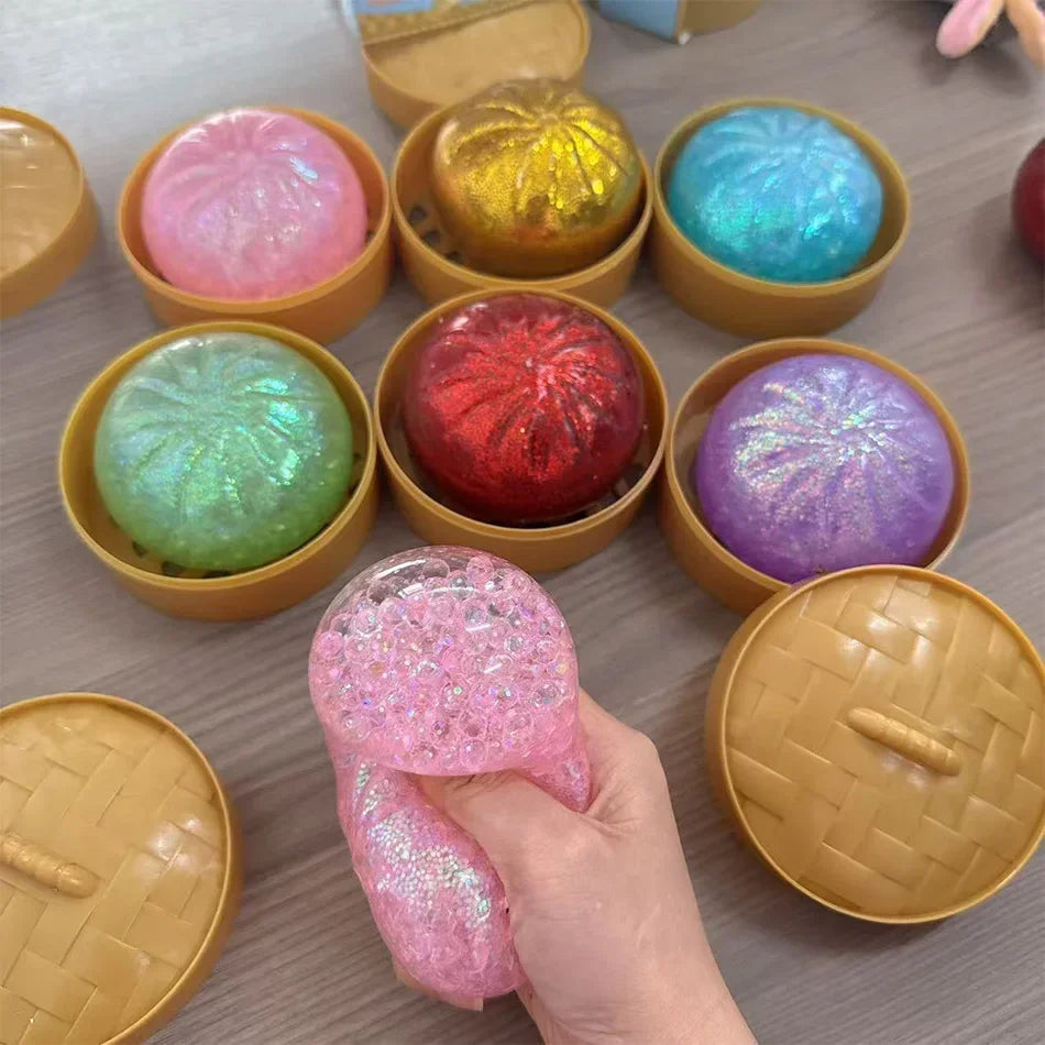Dumpling Pressure Dumpling Squishies Cute Colorful Bun Toy Slow Rising Stress Relief Fidget Toy for Kids Adults Anti-Anxiety Toy