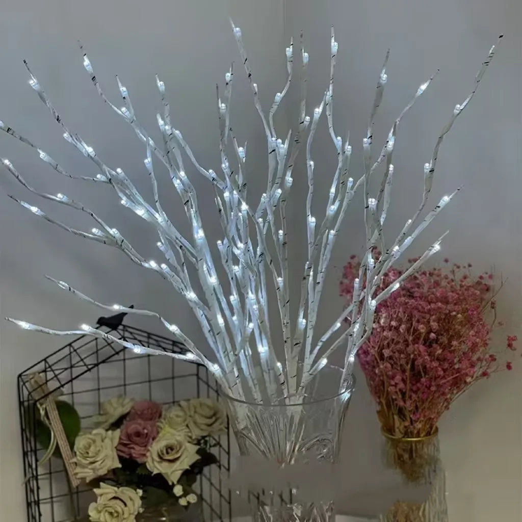 White Birch-Style LED Branch Light – 20 LEDs, Single Branch