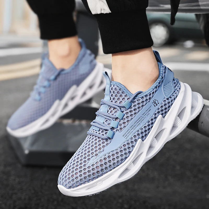 2025 New Summer Sneakers Men Mesh Breathable Running Tennis Shoes Outdoor Sports Tenis Masculino White Casual Walking Shoes size