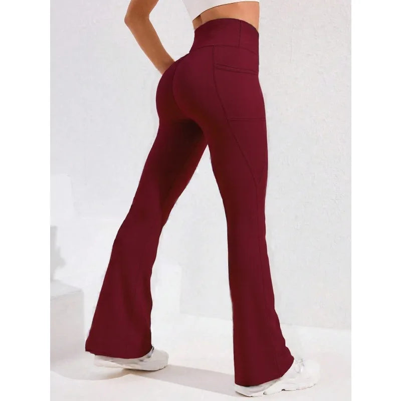 Women’s High-Waisted Flare Yoga Pants with Side Pockets