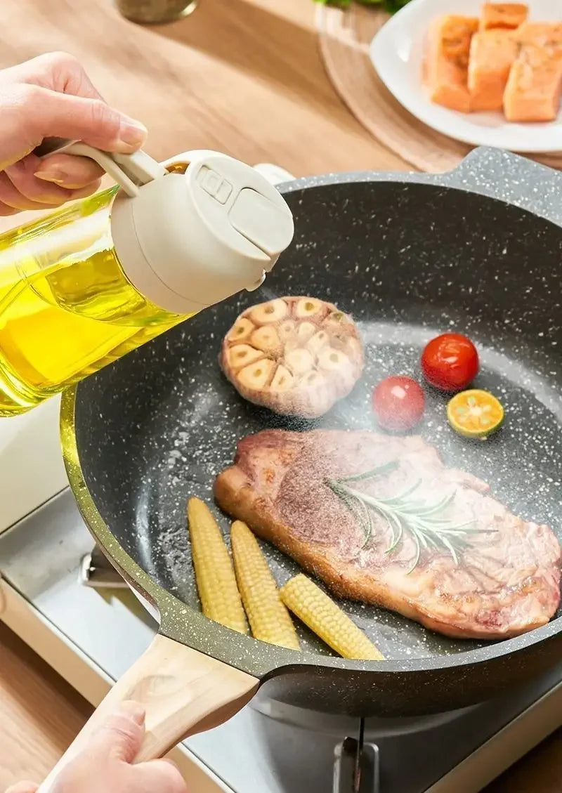 2-in-1 Cooking Oil Sprayer & Pourer – Bottle or Brush Options