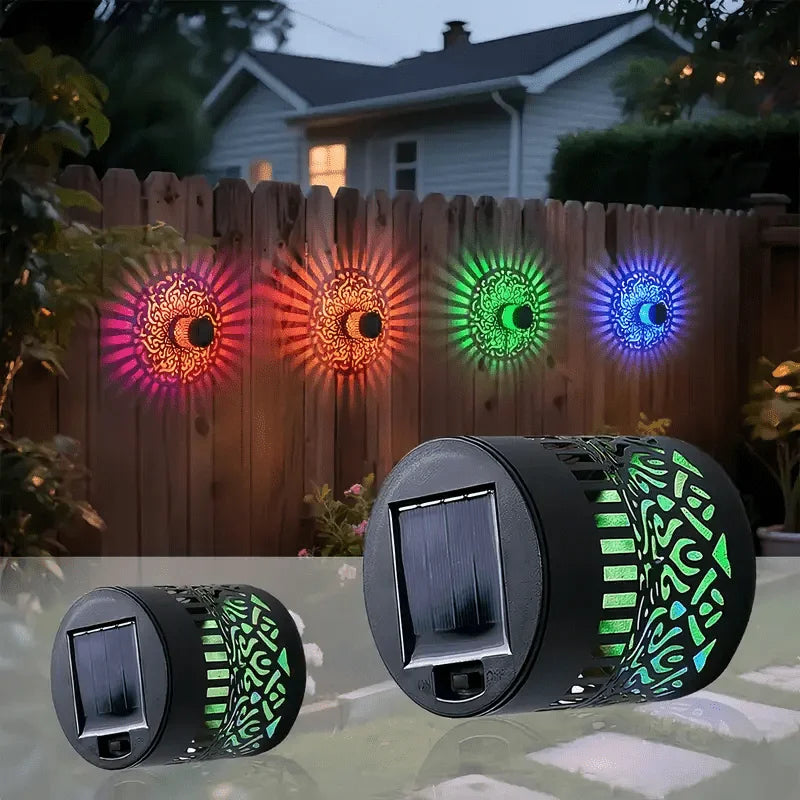 1/4pcs Solar Powered Flower Wall Lamp Sunflower Design Mandala Pattern Outdoor Waterproof Garden Decor for Fence Patio