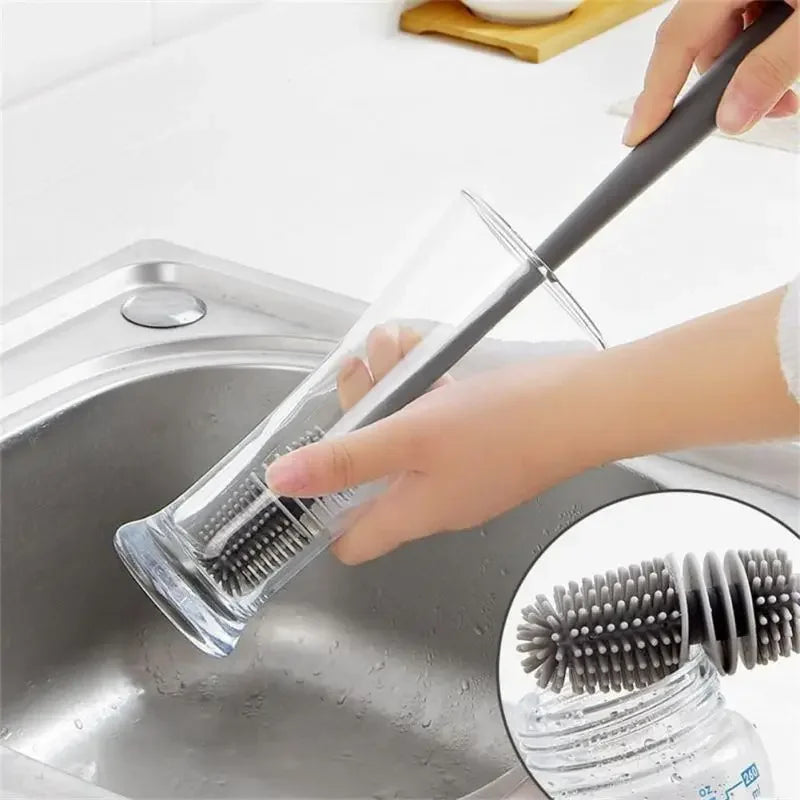 Long-Handle Silicone Bottle & Cup Cleaning Brush