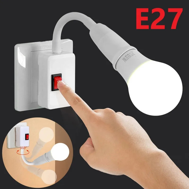 Plug-In E27 Lamp Holder with Switch & Flexible Neck
