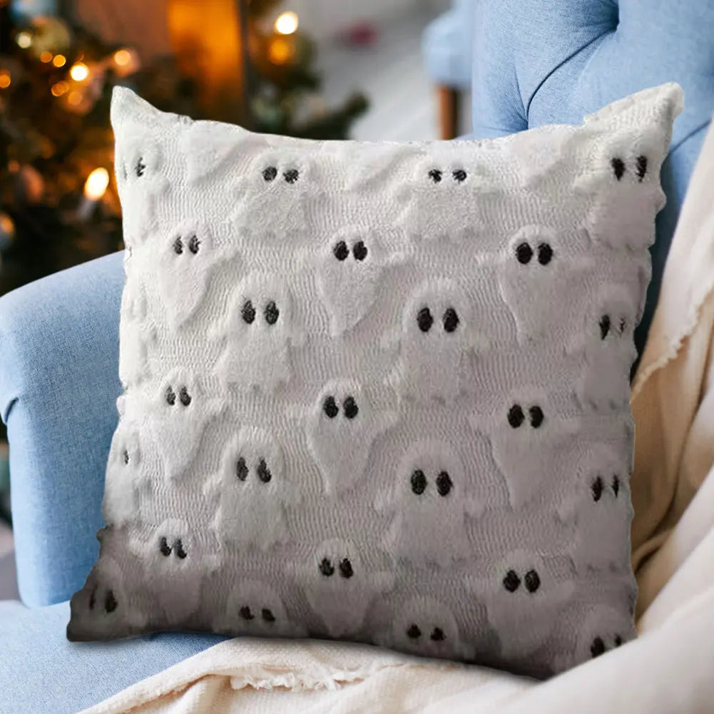 Halloween Pillowcase - Pumpkin, Bat & Ghost Cartoon Design, Plush PV Velvet, 45x45cm, 21 Styles