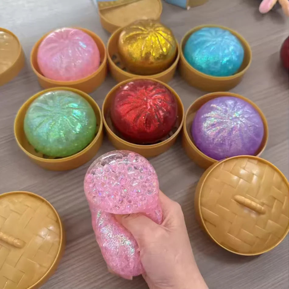 Dumpling Pressure Dumpling Squishies Cute Colorful Bun Toy Slow Rising Stress Relief Fidget Toy for Kids Adults Anti-Anxiety Gif