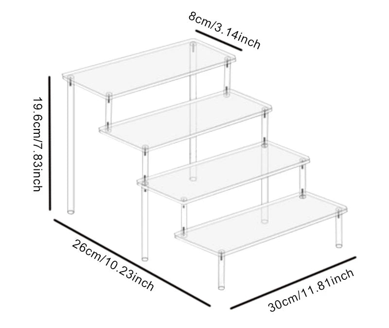 Clear Acrylic Display Stand – 1 to 4 Tier Riser Rack for Figures, Cupcakes, Perfume & Collectibles