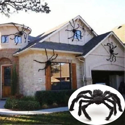 Black Plush Spider with Bendable Legs – Halloween Decoration