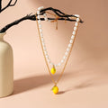 Lemon Charm Necklace with Pearl-Look Bead Styling
