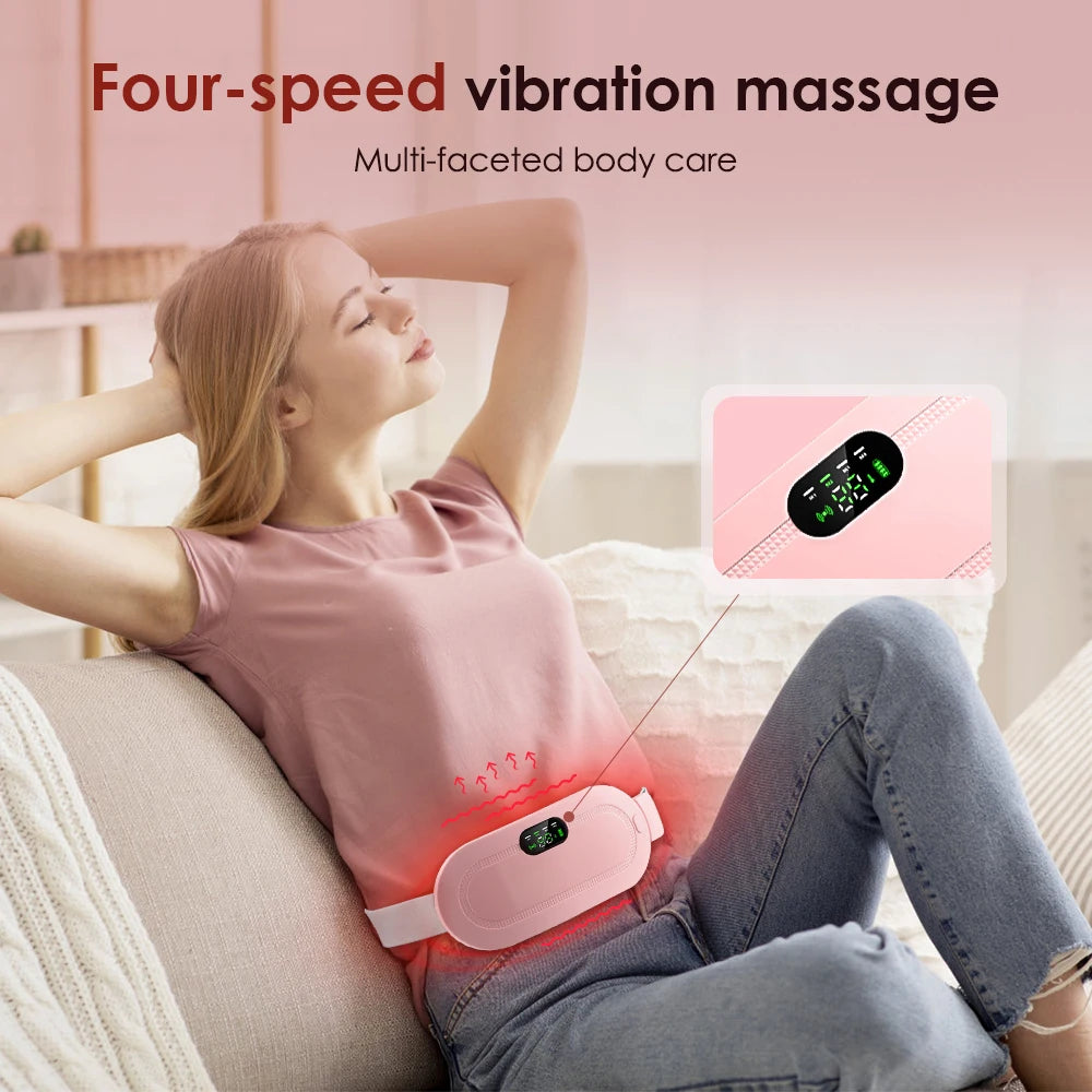 Electric Heating Massage Belt – Vibrating Period Cramp Relief & Waist Warmer, CE Certified, USB Rechargeable