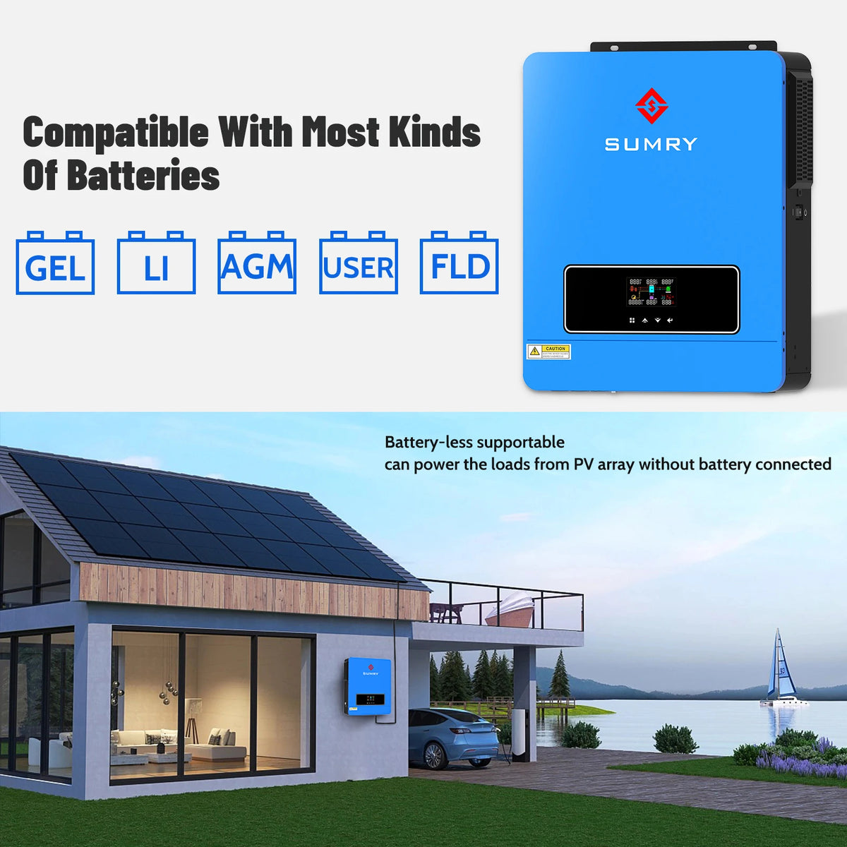 SUMRY 3.6kW Hybrid Solar Inverter, 24V, Dual Output