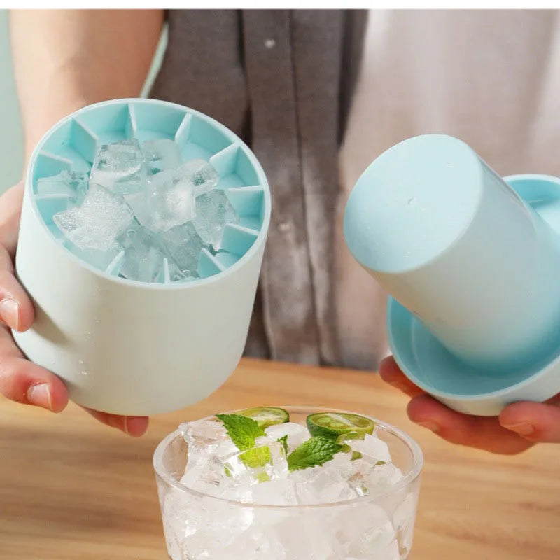 Silicone Round Ice Cube Mold – Cylindrical Ice Bucket Maker, Fast-Cooling 1.3cm(0.5 in) Mini Cubes for Cocktails, Whiskey & Bar Drinks