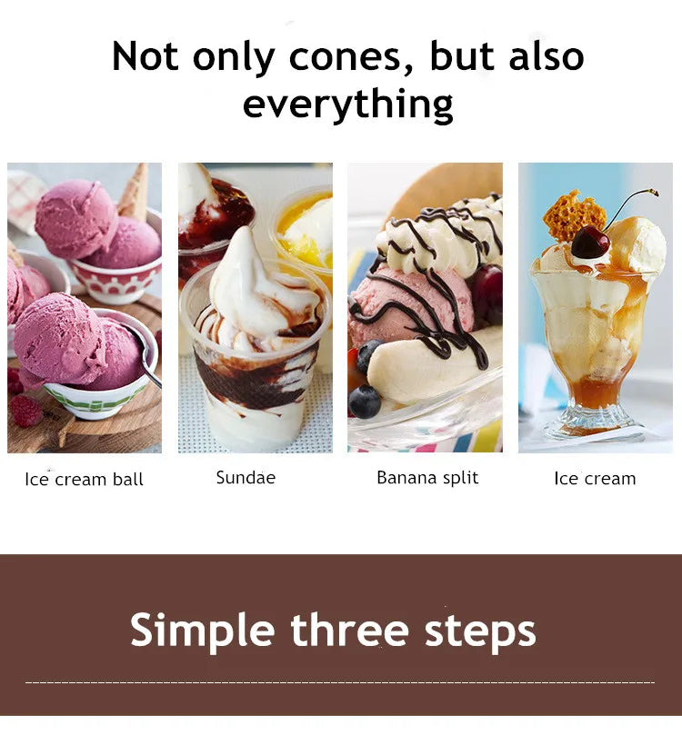 Mini Soft Ice Cream Machine – 1L Home Ice Cream Maker, Simple One-Button Operation, Makes ~8 Cones, CE Certified