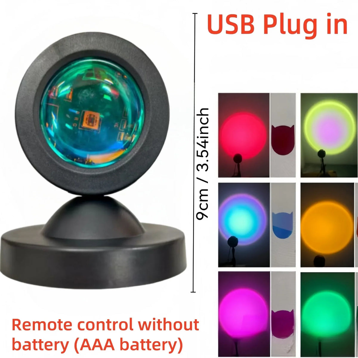 16-Color Sunset Projection Lamp with Remote – USB Powered