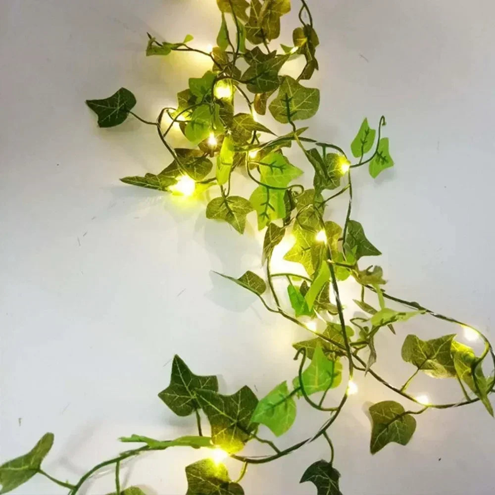 2M 5M LED Rose Flower String Lights Simulation Vine Leaf Fairy Light Christmas Decoration Garland Lamp for Room Wedding Garden